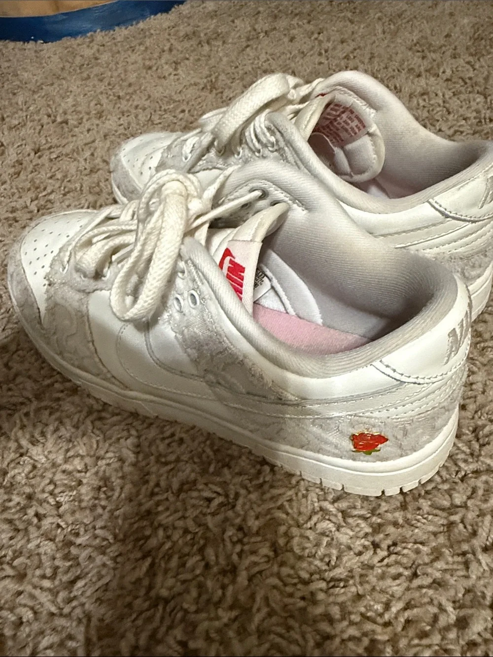 Nike Kids White Low-Top Sneakers with Lace Overlay